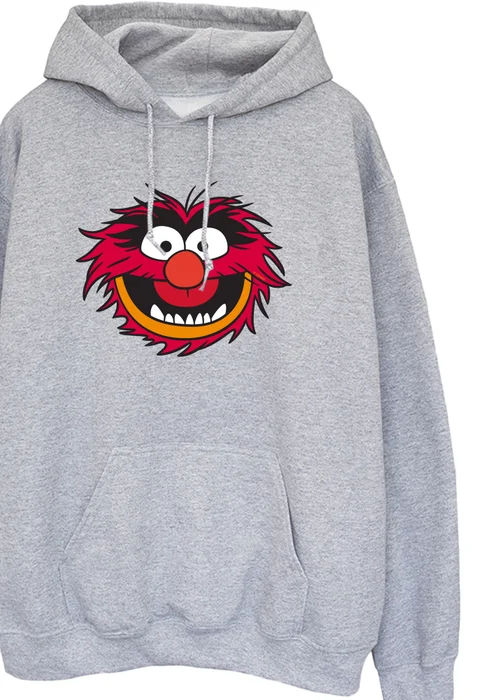 Disney Muppets Animal Head Heather Grey Printed Hoodie - 3XL Image 2