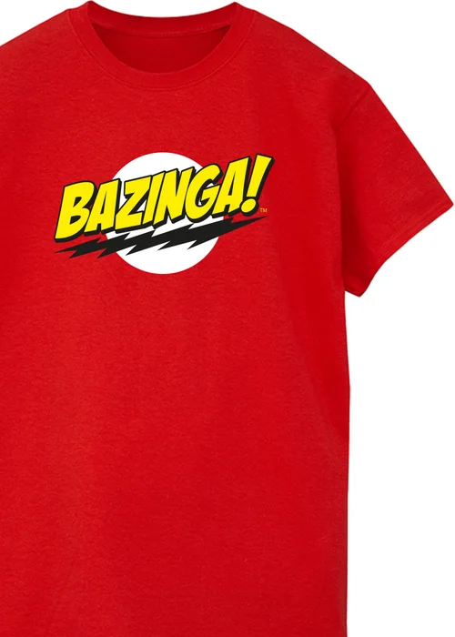 Spiral Galaxy Big Bang Theory Bazinga Red Printed T-Shirt - Large Image 2