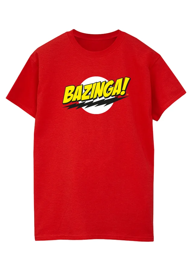 Spiral Galaxy Big Bang Theory Bazinga Red Printed T-Shirt
