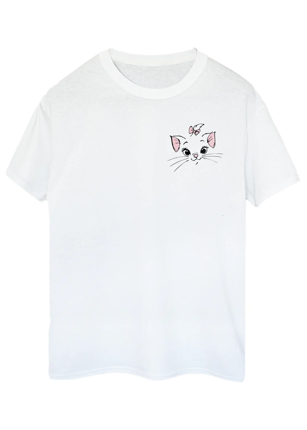 Disney The Aristocats Marie Face White Printed Boyfriend Fit T-Shirt - Small Image 1