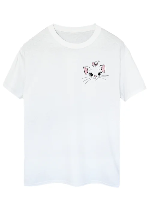 Disney The Aristocats Marie Face White Printed Boyfriend Fit T-Shirt - Small Image 1