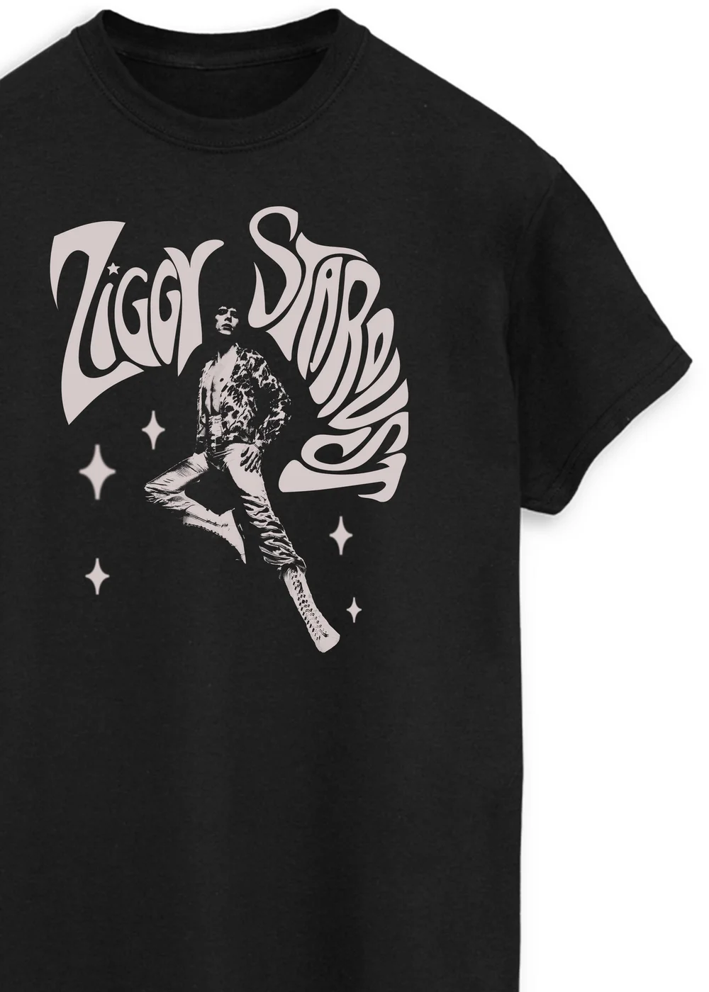 Spiral Galaxy David Bowie Ziggy Pose Black Printed Boyfriend Fit T-Shirt - Small Image 2