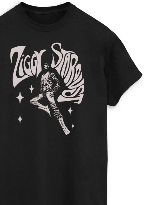 Spiral Galaxy David Bowie Ziggy Pose Black Printed Boyfriend Fit T-Shirt - Small Image 2