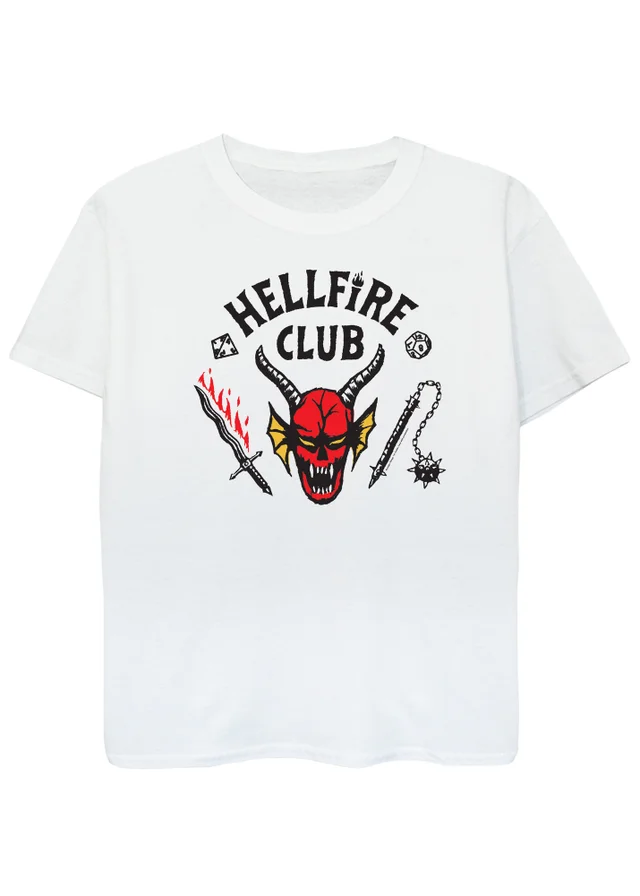 Stranger Things Kids White Hellfire Club Printed T-Shirt (3-13 yrs)