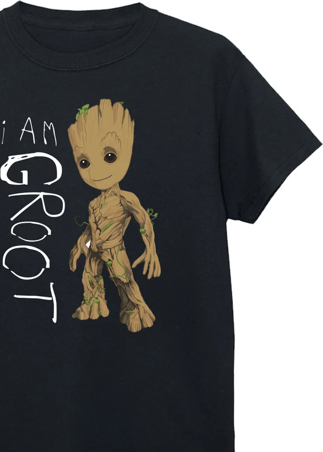 Marvel Kids Black Guardians Of The Galaxy Groot Scribbles Printed T-Shirt (3-13 yrs)