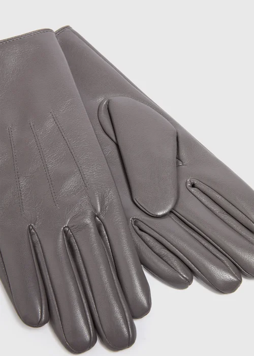 Grey Faux Leather Gloves - One Size Image 2