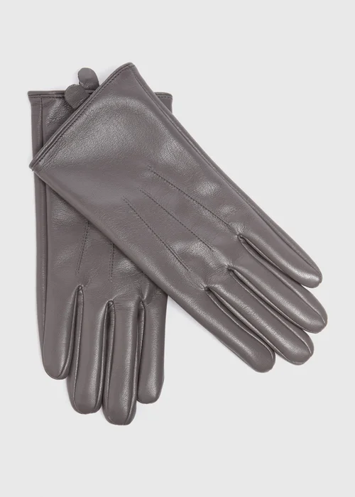 Grey Faux Leather Gloves - One Size Image 1