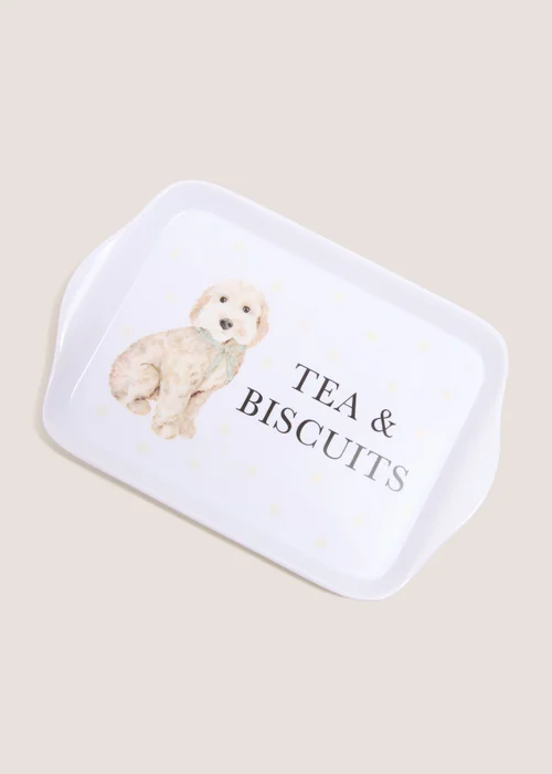 White Connie Cockapoo Tea Tray Image 1