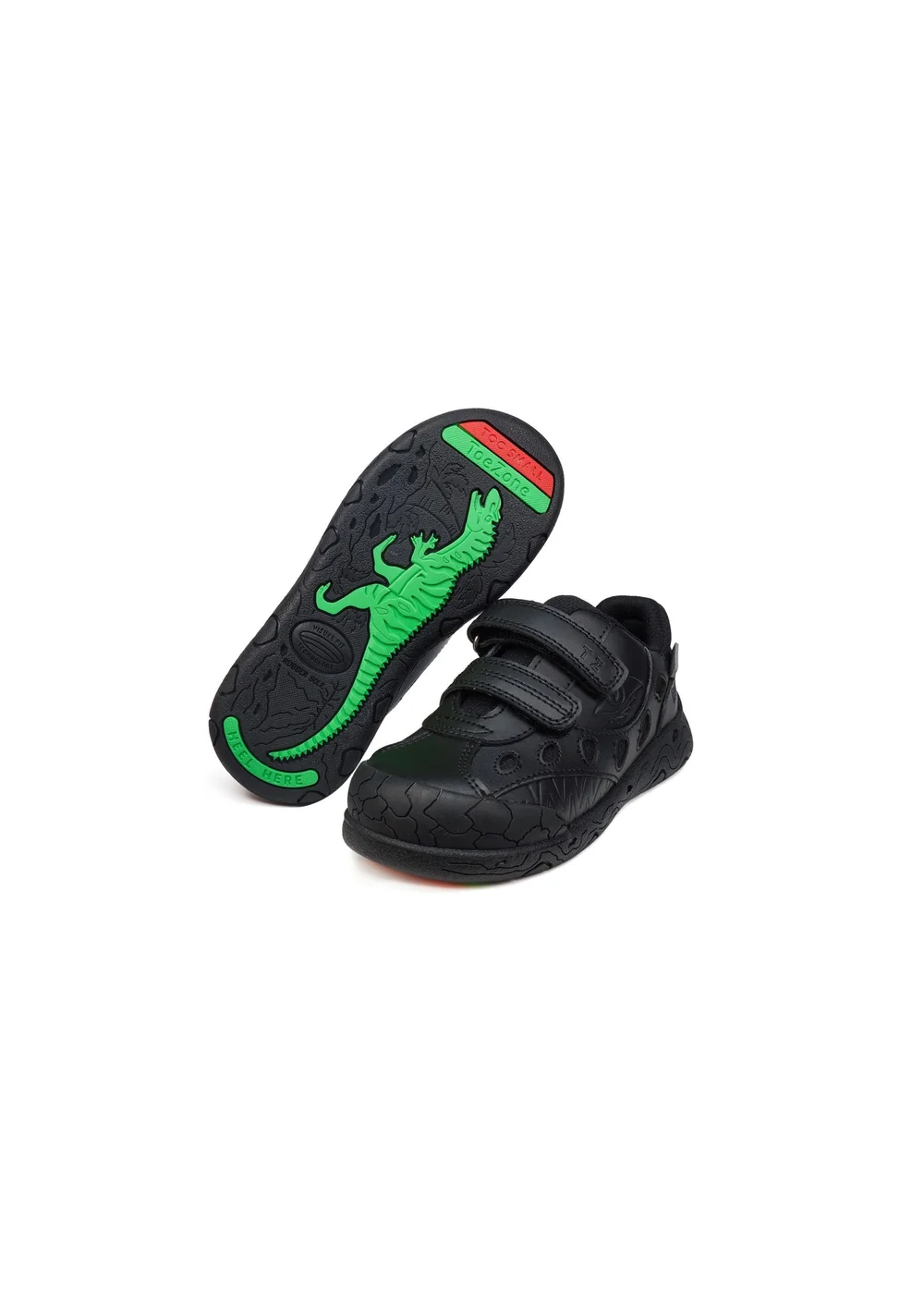 ToeZone Boys Black Jay Ortholite Dinosaur Rip Tape Shoe (Younger 8- Older 3) - Size 8 infants Image 1