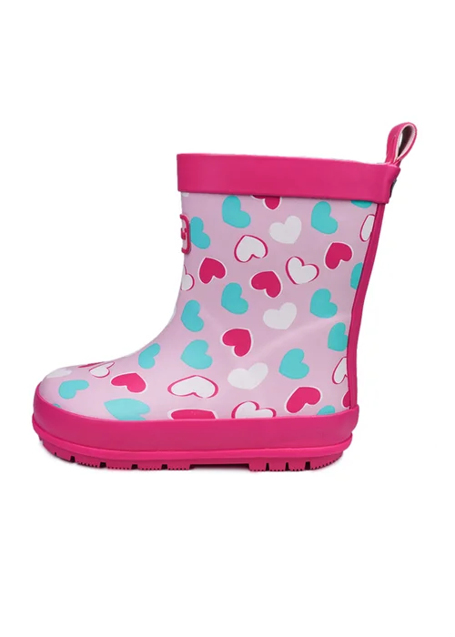 ToeZone Girls Pink Belle Love Heart Wellies (Younger 6- Older 12) - Size 11 Infants Image 2