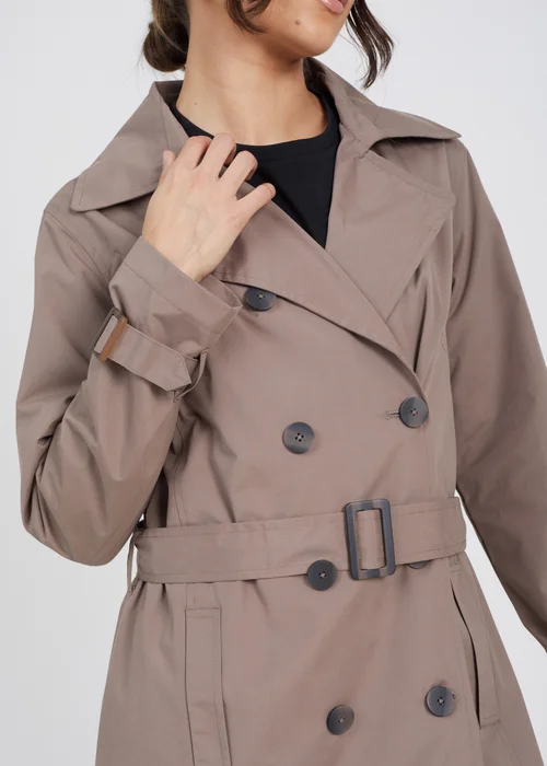 Brave Soul Brown Double-Breasted Longline Trench Coat - 10 Image 3