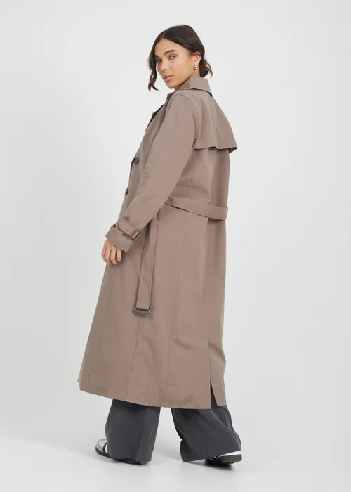 Brave Soul Brown Double-Breasted Longline Trench Coat - 10 Image 2