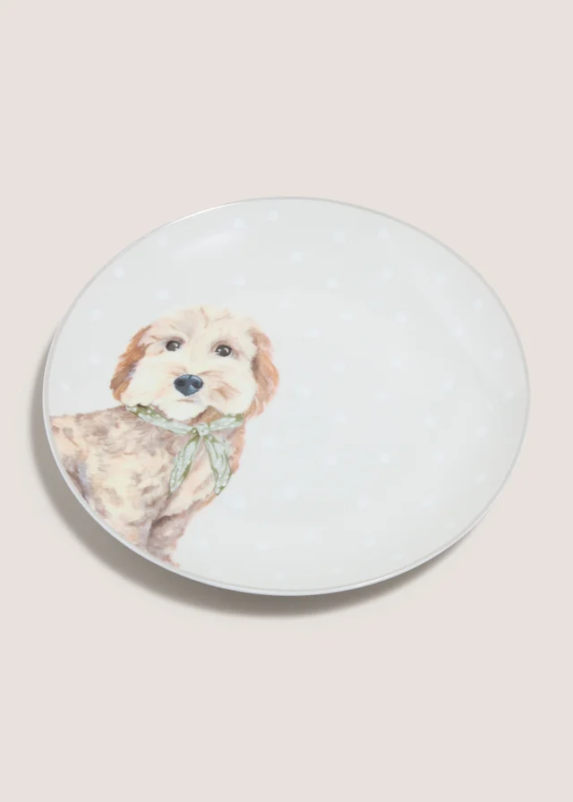 White Cockapoo Dinner Plate