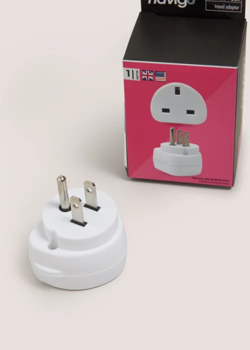 Navig8 UK to USA Travel Adapter (11.5cm x 6cm x 5cm) Image 2