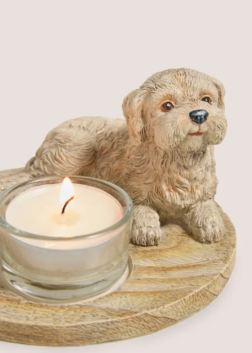 Cockapoo Wood Tealight Holder (12cm x 12xm x 7cm) Image 2