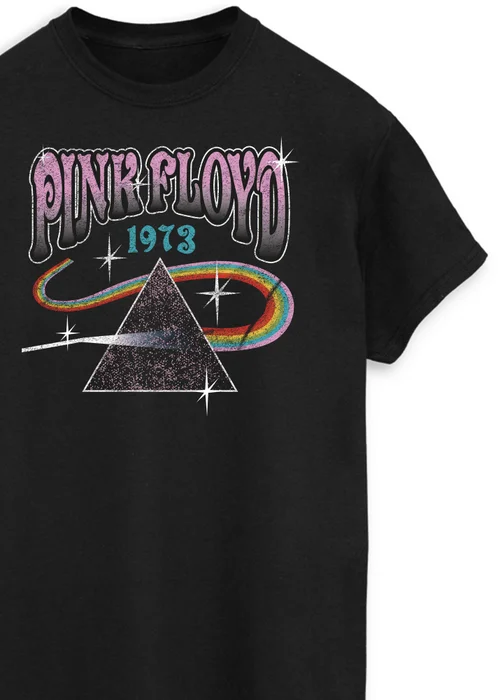 Spiral Galaxy Pink Floyd 1972 Prism Black Printed T-Shirt - Large Image 2