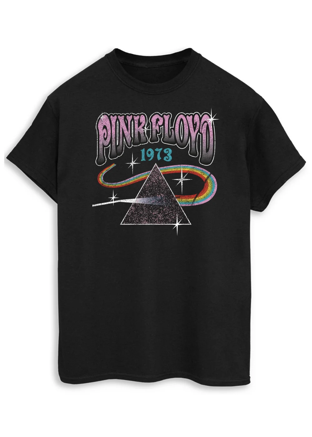 Spiral Galaxy Pink Floyd 1972 Prism Black Printed T-Shirt - Large Image 1