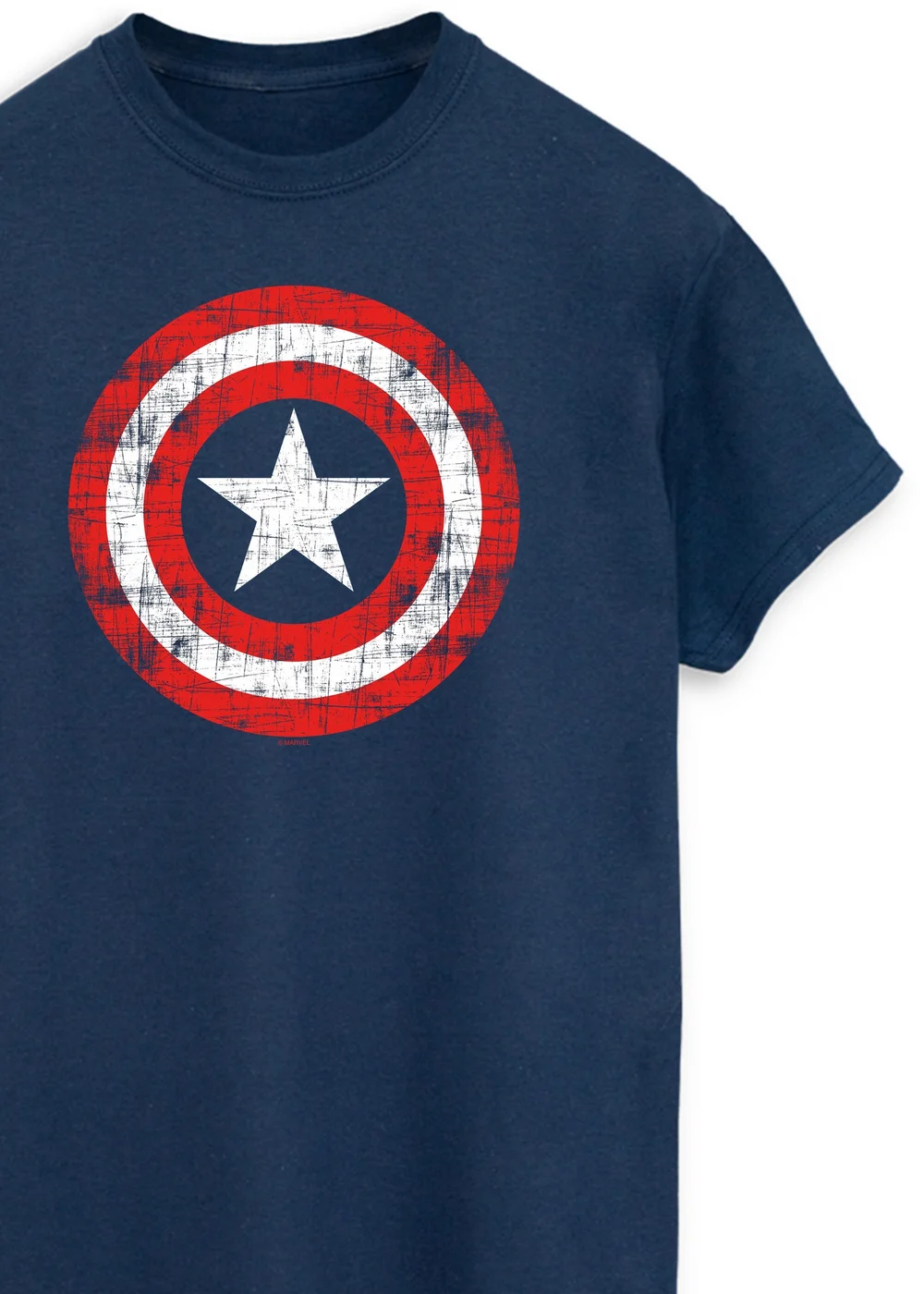 Marvel Avengers Captain America Scratched Shield Navy Printed T-Shirt - 5XL Image 2