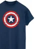 Marvel Avengers Captain America Scratched Shield Navy Printed T-Shirt - 5XL Image 2