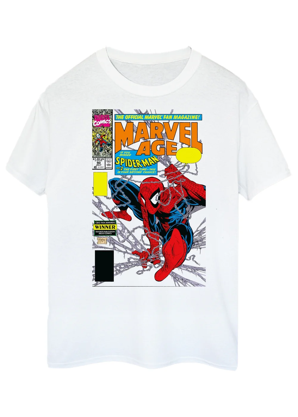 Marvel Spider-Man Age Comic Cover White Printed T-Shirt - 4XL Image 1
