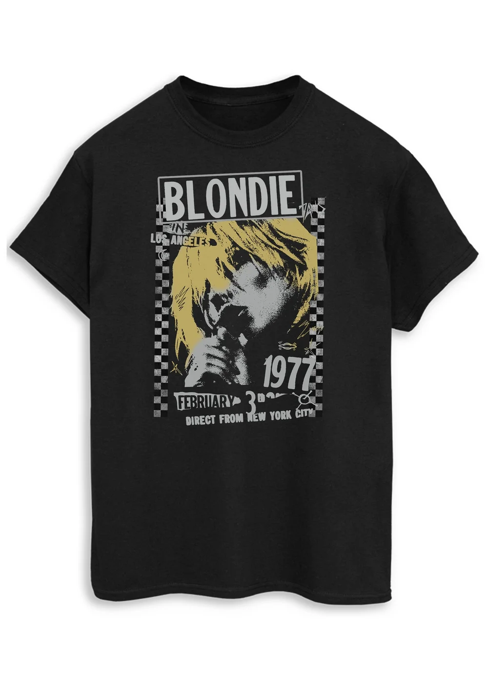 Spiral Galaxy Blondie Los Angeles 1977 Black Printed Boyfriend Fit T-Shirt - XXL Image 1