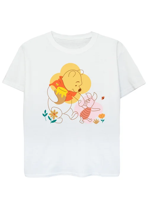 Disney Kids White Winnie The Pooh Piglet Printed T-Shirt (3-13 yrs) - Age 7-8 Years Image 1