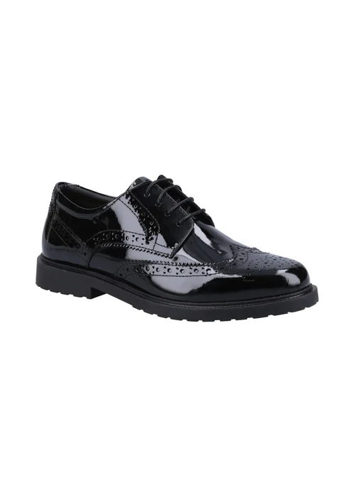 Hush Puppies Glossy Black Verity Brogue - Size 4 Image 2