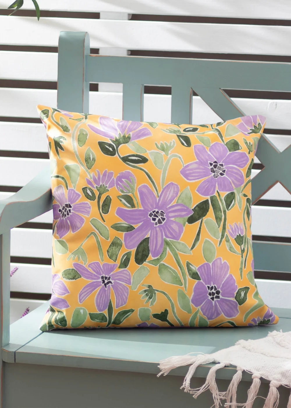 Wylder Nature Yellow Flower Filled Outdoor Cushions (43cm x 43cm x 8cm) - One Size Image 1