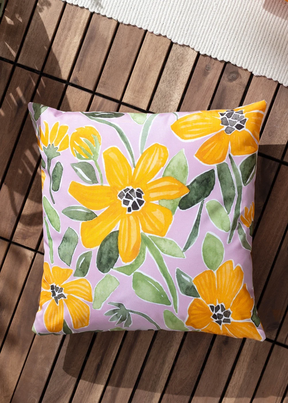 Wylder Nature Lilac Flower Filled Outdoor Cushions (43cm x 43cm x 8cm) - One Size Image 1