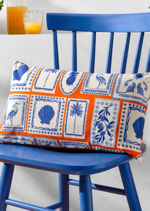 furn. Coral Frieze Filled Outdoor Cushions (30cm x 50cm x 8cm)