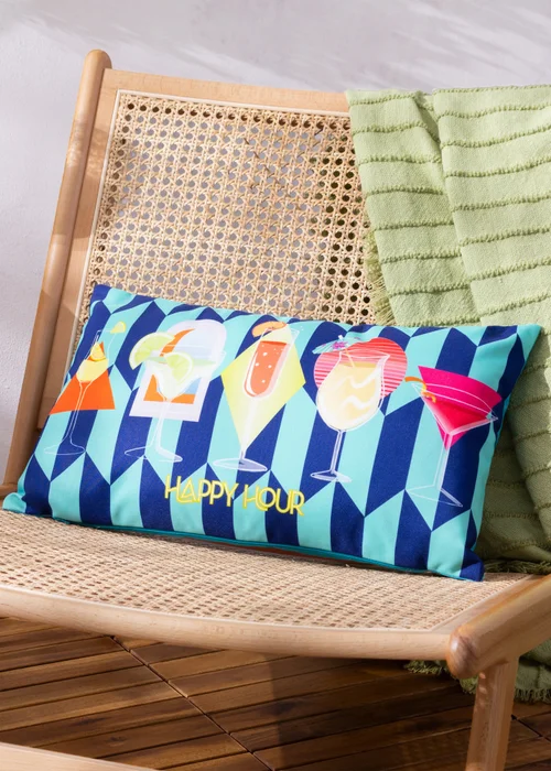 furn. Blue Happy Hour Filled Outdoor Cushions (30cm x 50cm x 8cm) - One Size Image 1