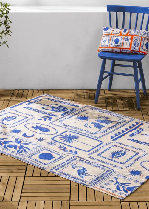 furn. Blue Frieze Outdoor Washable Rug (120 x 170cm) - 120 x 170 Image 1