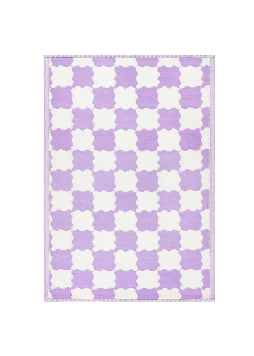 furn. Lilac Check Outdoor Rug (120 x 180cm) - 120 x 180cm Image 4