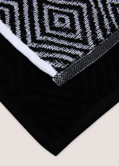 2 Pack Black Geometric Tea Towels Image 2