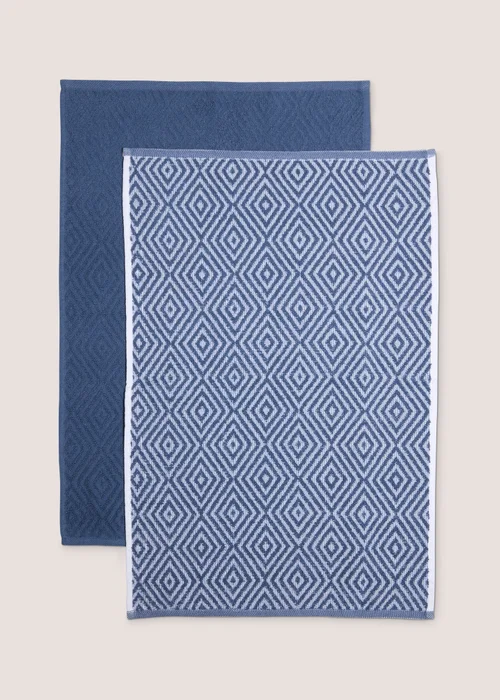 2 Pack Blue Geometric Tea Towels Image 1