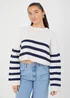 Brave Soul White Randel Striped Cropped Knitted Jumper - Extra small Image 1