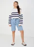 Brave Soul White Randel Striped Cropped Knitted Jumper - Extra small Image 3