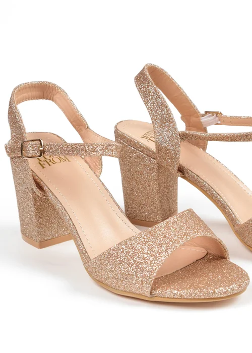 Where's That From Champagne Glitter Paityn Low Block Heel Sandals - Size 8 Image 3