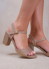 Where's That From Champagne Glitter Paityn Low Block Heel Sandals - Size 8 Image 2