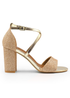 Where's That From Gold Ruth Mid High Block Heel Sandals - Size 9 Image 1