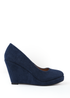 Where's That From Navy Suede Luisa Platform Wedge Court Shoes - Size 7 Image 1