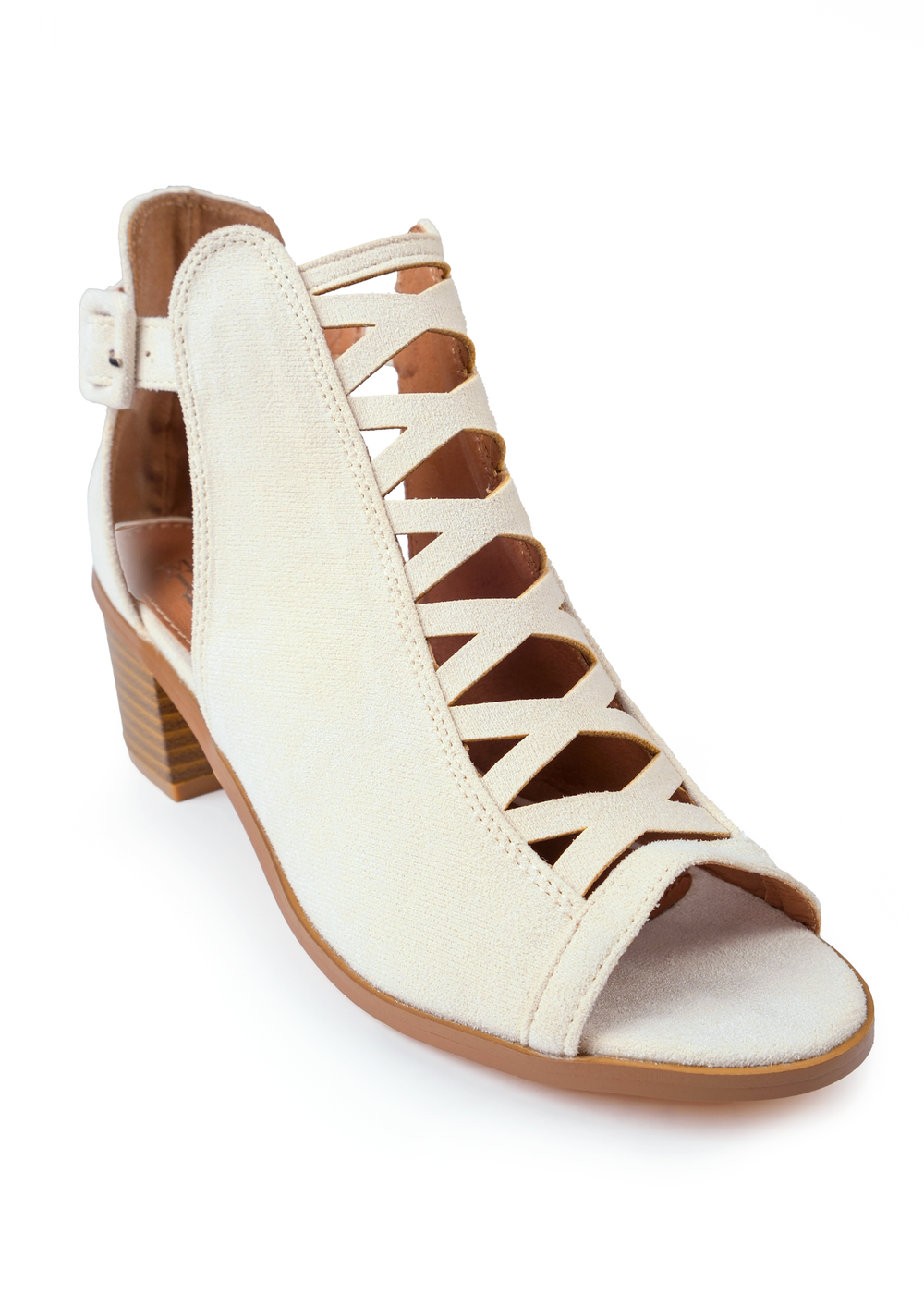 Where's That From Cream Faux Suede Reydah Mid Block Heel Sandals - 4 Image 3