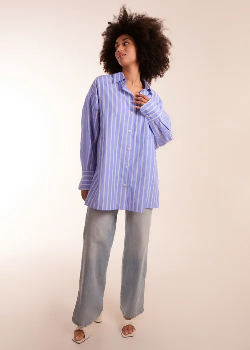 Blue Vanilla Blue Oversized Pinstripe Shirt - Small/Medium Image 4