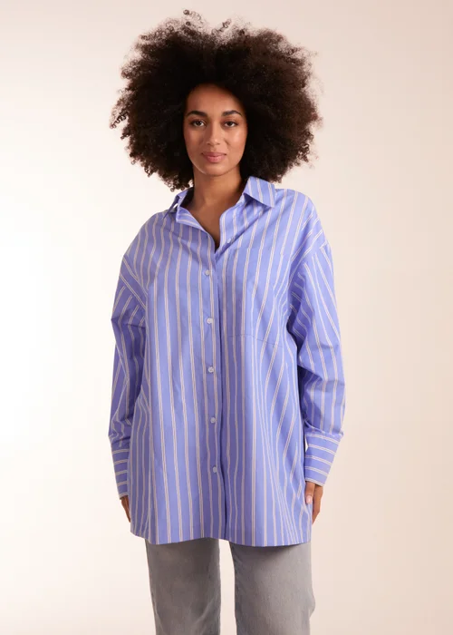 Blue Vanilla Blue Oversized Pinstripe Shirt - Small/Medium Image 1