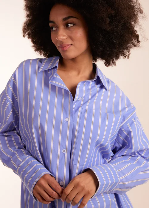 Blue Vanilla Blue Oversized Pinstripe Shirt - Small/Medium Image 3