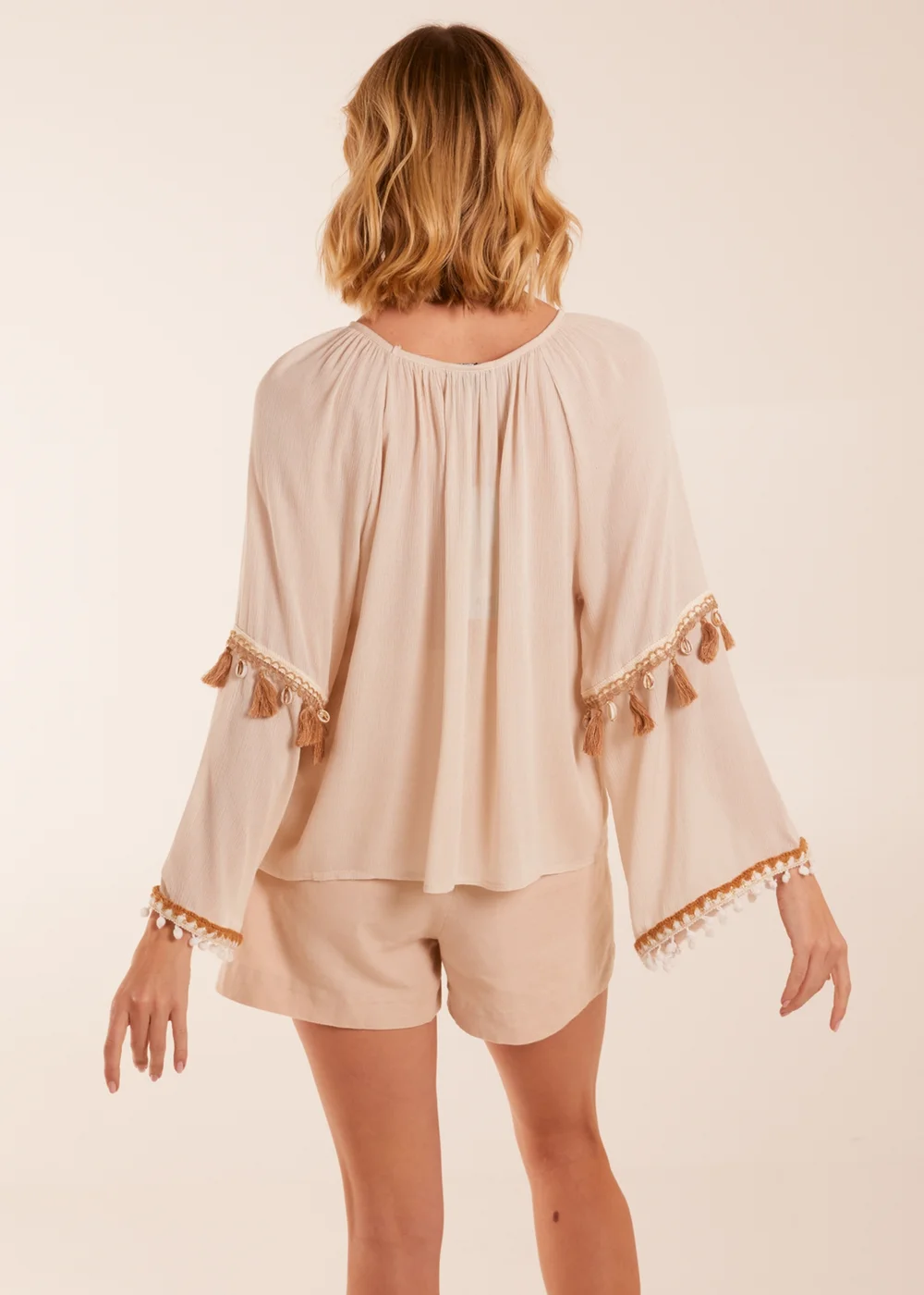 Blue Vanilla Stone Tassel Wide Sleeve Blouse - Small/Medium Image 2