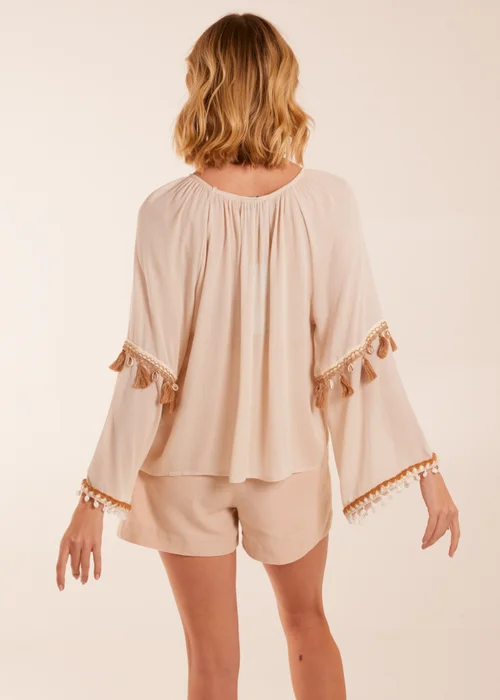 Blue Vanilla Stone Tassel Wide Sleeve Blouse - Small/Medium Image 2