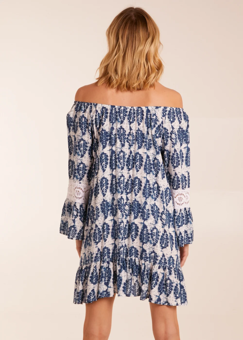 Blue Vanilla Multi Leaf Print Scoop Neck Dress - M Image 2