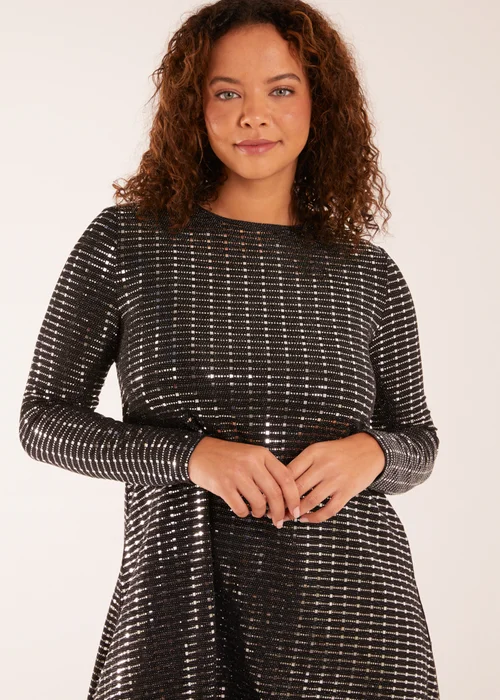 Blue Vanilla Black Long Sleeve Mirrored Swing Dress - L Image 3