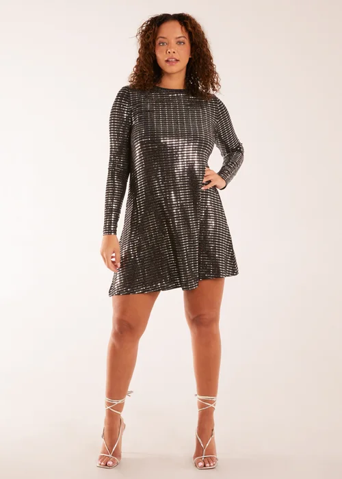 Blue Vanilla Black Long Sleeve Mirrored Swing Dress - L Image 4